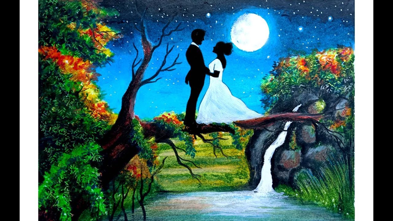 Oil Pastel Drawing for beginners // Romantic Couple Scenery YouTube