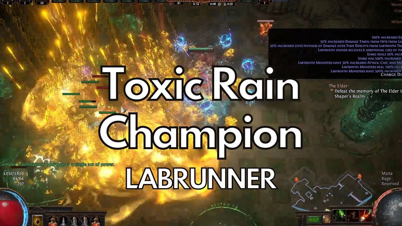 PoE 3.21 TR Toxic Rain Champion Lab Runner YouTube