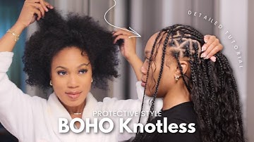 Best Human Hair for Knotless Braids DIY | Boho Knotless Braids Tutorial 😍 | Beginner Friendly