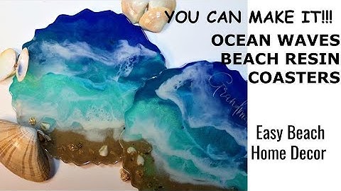 Ocean Waves Beach Resin Coasters - Easy Resin Coaster DIY - Beach Home Decor