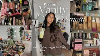 EXTREME MAKEUP VANITY CLEANOUT \& TOUR *satisfying reorganizing*