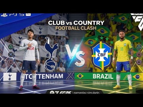 Tottenham vs Brazil | Club vs Country Football Clash | EA Sports FC26 | Full Match Gameplay