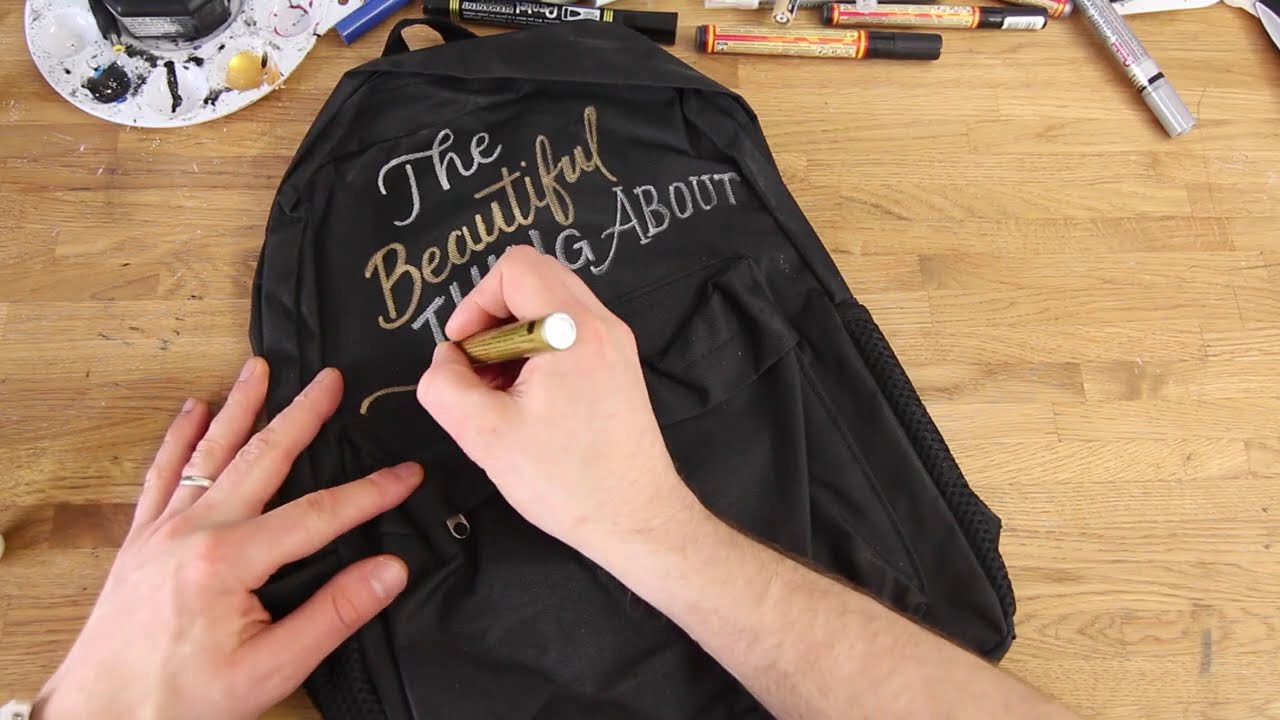 Writing On A Backpack With Gold Silver Markers Letter Everything 