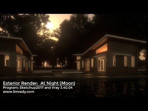 Exterior Render:  At Night (Moon)