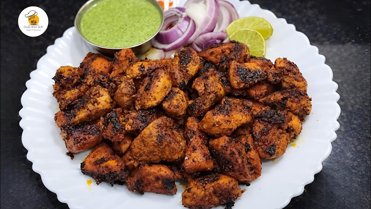 తందూర్ లేకుండా స్మోకీ ఫ్లేవర్‌తో,జ్యూసీగా, స్పైసీగా సూపర్ టేస్టీ చికెన్ టిక్కా. Smoky Chicken Tikka