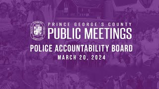 Police Accountability Board Meeting March 20