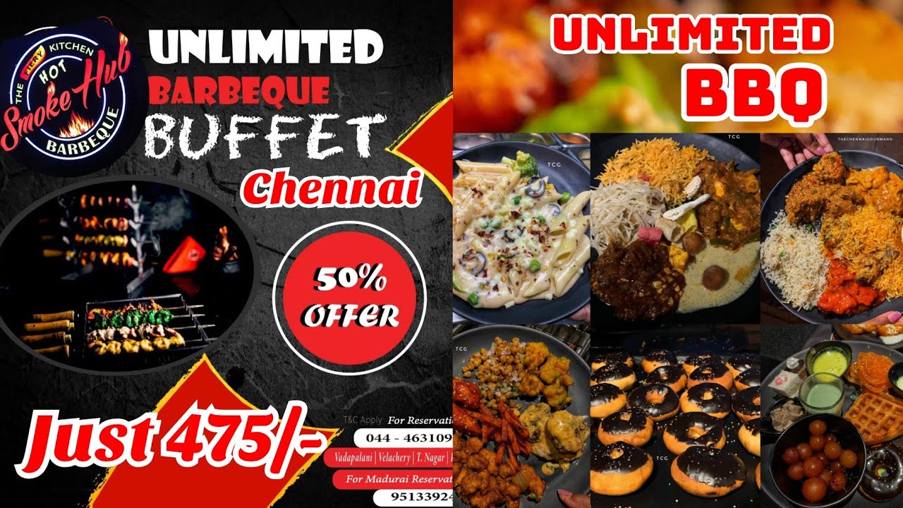 100 items Unlimited barbeque buffet restaurant / Smoke hub buffet