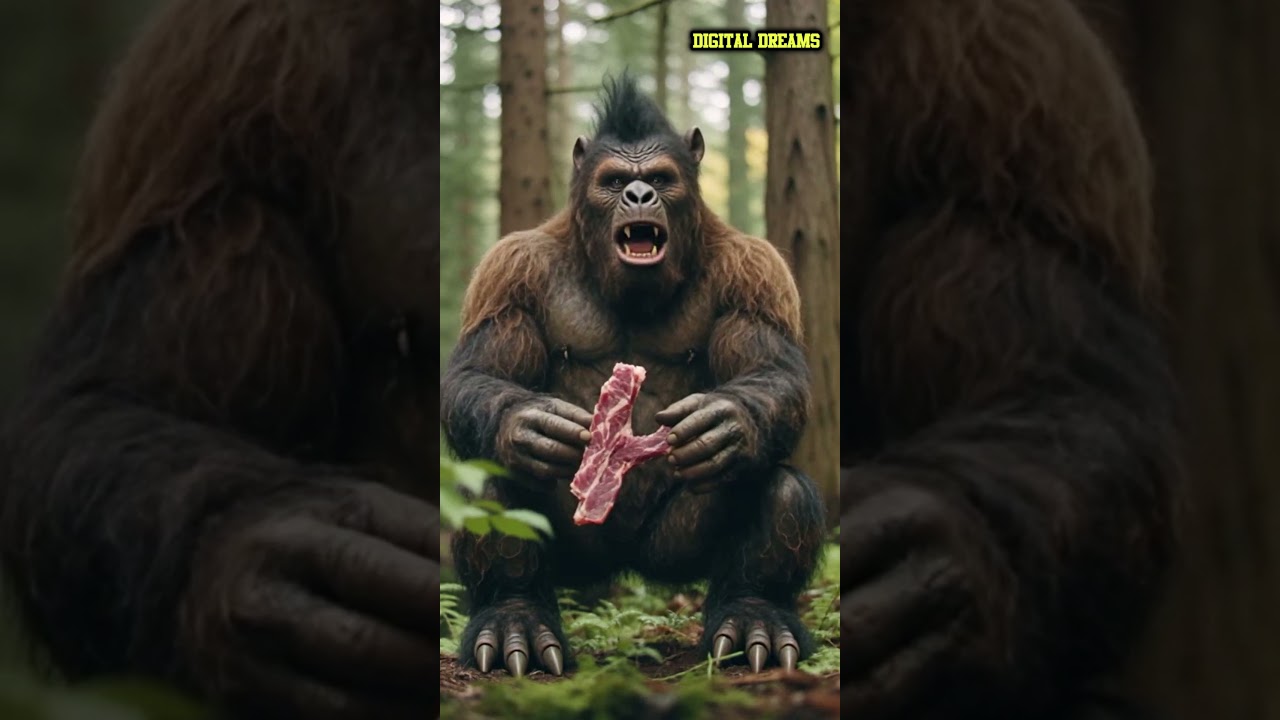 Bigfoot Eating Meat 