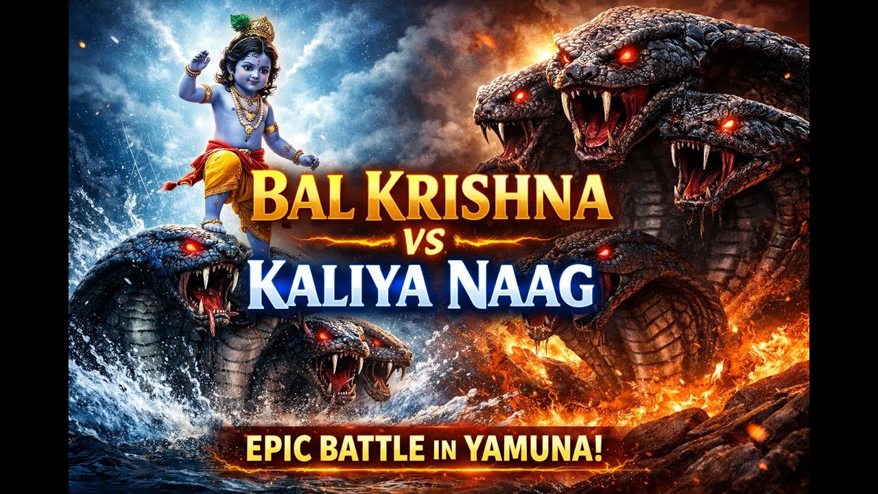 EPIC STORY of Bal Krishna: Battle of Kaliya Naag🐍 ।। कालिया नाग के अहंकार का daman
