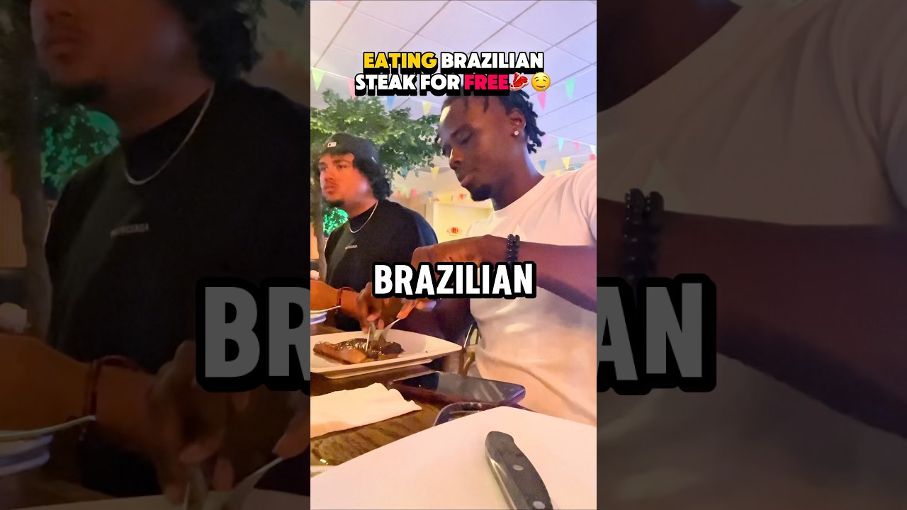 S2-D6🎒EATING Brazilian Steak FOR FREE😋