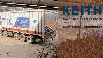 Biomass briquettes being unloaded by a KEITH® WALKING FLOOR® system in India