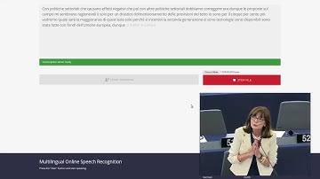 MLLP multilingual real-time speech-to-text demo (European Parliament session)