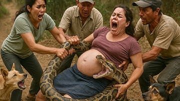 Shocking Moment: Woman Trapped by Giant Python, Crowd Saves Her!