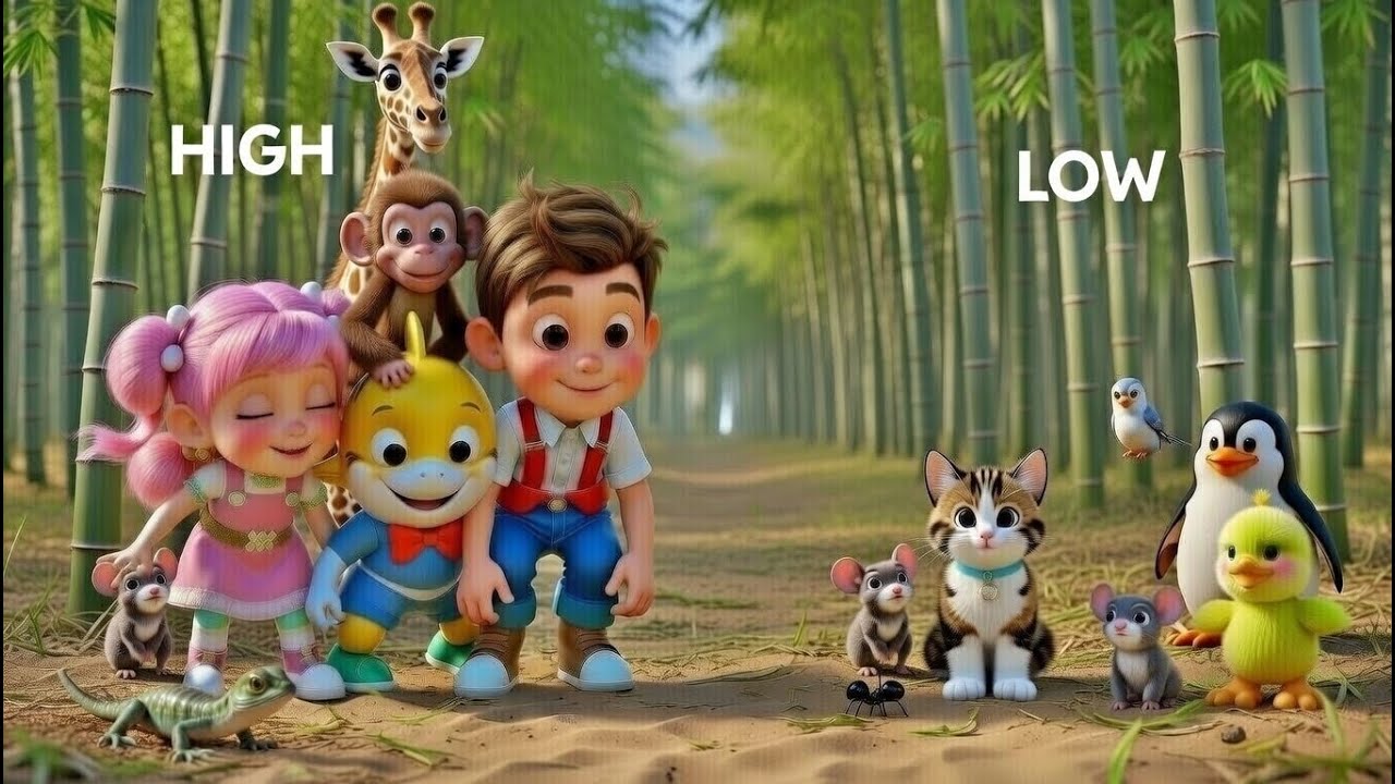 HIGH OR LOW SONG FOR KIDS 🦒🐢 | Learn Positions with Animals