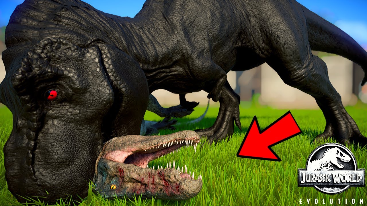 ⁣2 T-Rex Vs 5 Baryonyx Vs 2 Carnotaurus - Jurassic World Evolution Dinosaurs Fighting