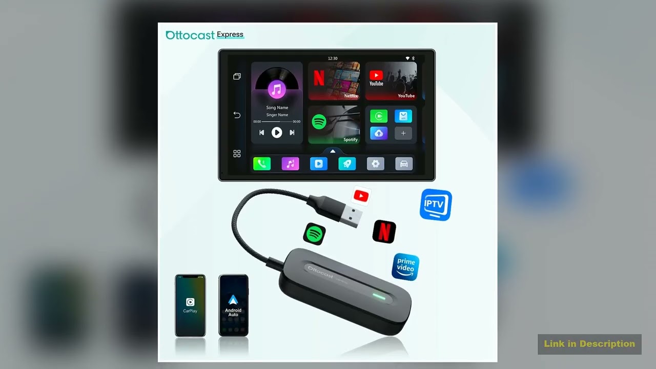 Ottocast Play2Video Pro Ai Box Wireless CarPlay Android Auto Adapter Built in Youtube Netflix 5GHz