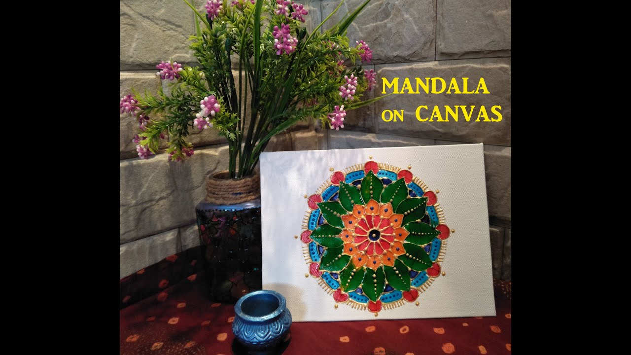 Mandala art on Canvas, Mandala art for beginners - YouTube