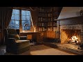Dark Academia Library Ambience 🌧️🔥 Fireplace &amp; Rain for Study | Kütüphane (10 Hours)