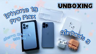 iPhone 13 Pro Max (Sierra Blue 256GB) & AirPods 3 Unboxing + cute accessories | PALAPIN