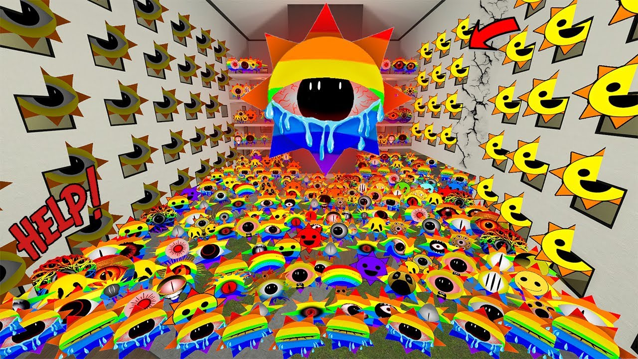BIG RAINBOW SPRUNKI MR SUN PHASE 2 WANTS ME TO HELP THEM FROM FULL HOTEL OF ANGRY NEXTBOTS in Gmod