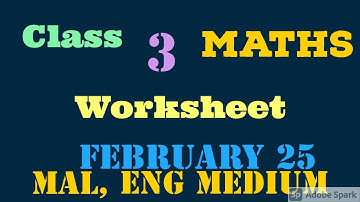 Class 3 Maths Worksheet February 25