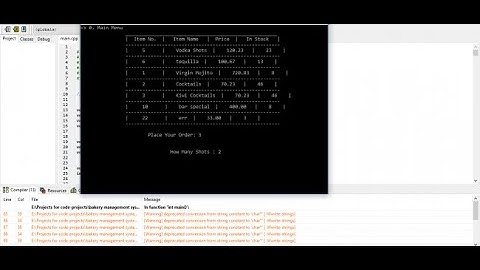 BAR MANAGEMENT SYSTEM IN C++ WITH SOURCE CODE