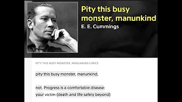 pity this poor monster, manunkind