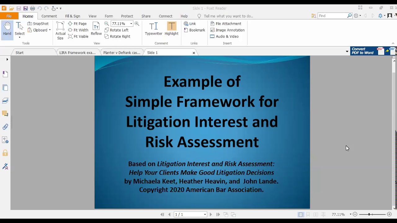Example of Simple LIRA Framework