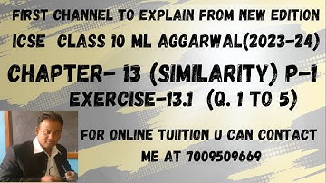ICSE Ch-13  Similarity Ex-13.1 Q. No.1-5 From M L Aggarwal For ICSE Class 10 Math @jindalmathspoint