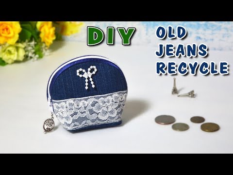 Diy Old Jeans Recycle Pouch Purse Zipper Idea // How To Sew A Small Coin Wallet