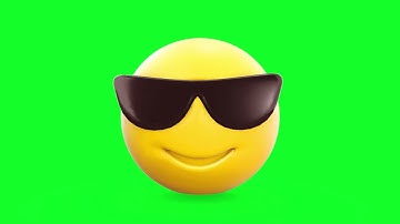 3D Sunglasses Face Emoji Loop Green Screen Animation | Royalty-Free