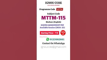 MTTM 115 Solved Assignment PDF 2024-25 in English, MTTM program MTTM-115 Solved assignments