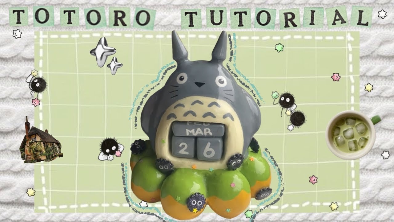Sculpting totoro into a mochi donut clay calendar 🧸🌱🤍