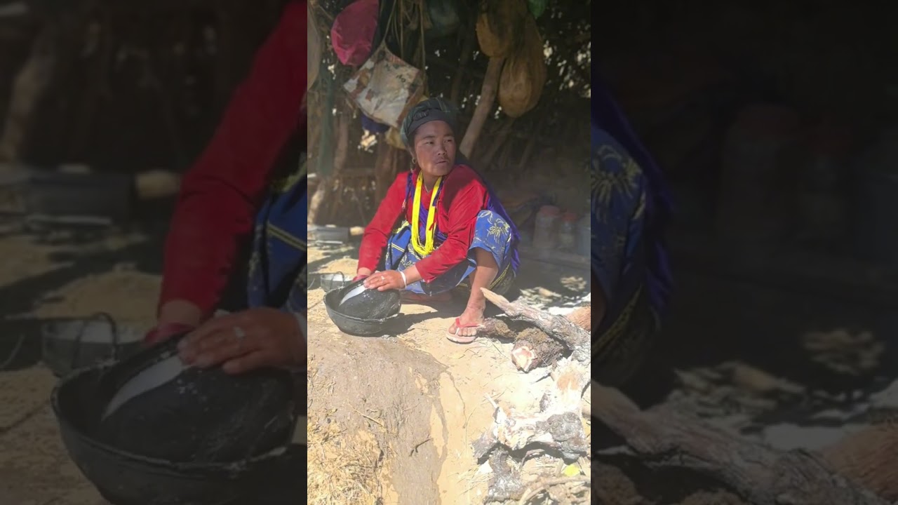 Cuihua seems to wash dishes cleaner in the cowshed than she does at home.