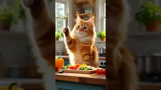 Mini Chef Cat Making Delicious Breakfast! ✨ #CuteCat #shorts #cookingcat #catlovers #viral
