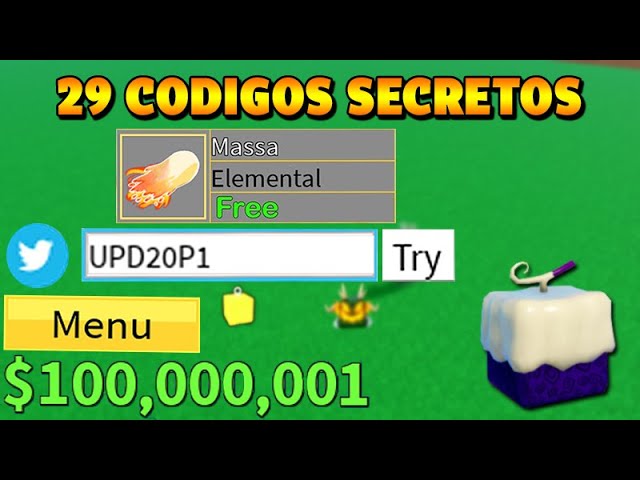 CORRE!! 29 CODIGOS SECRETOS DO BLOX FRUITS E NOVO CÓDIGO DA FRUTA