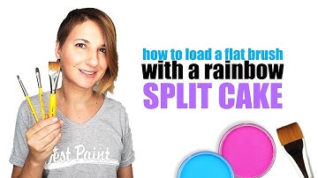 How to Load a Face Painting Split Rainbow Cake with a Flat Brush