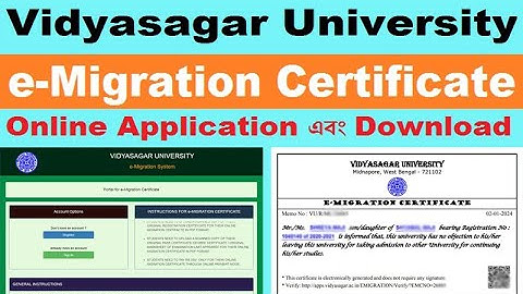Migration Certificate apply Online Vidyasagar University | VU Migration certificate apply process