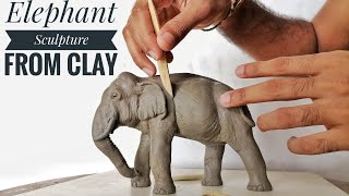 Sculpting an Elephant| How to make clay elephant| Realistic Elephant sculpture tutorial| 2021