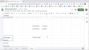 Dragging student names to create a seating chart in google sheets