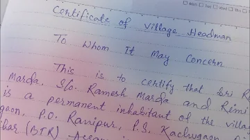 Village Headman certificate / How to write Headman certificate / Gaonbura Promanpatra.