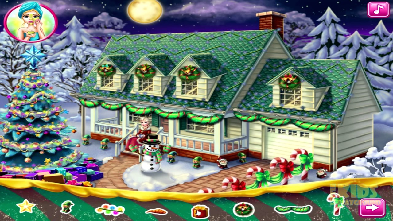 Disney Princess Elsa Frozen X mas House Makeover Christmas Game For
