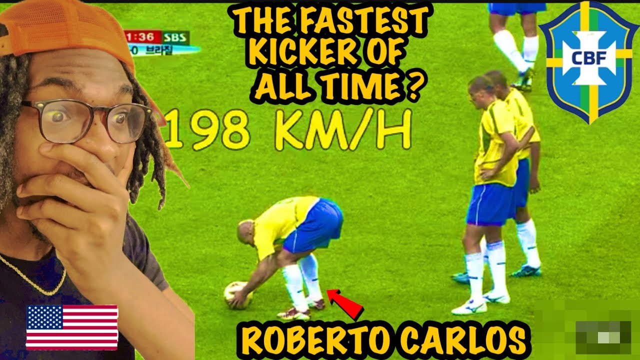 ROBERTO CARLOS Is A FREE KICK PHENOMENON | AMERICAN Reacts “Roberto Carlos Top 25 Powerful Goals“
