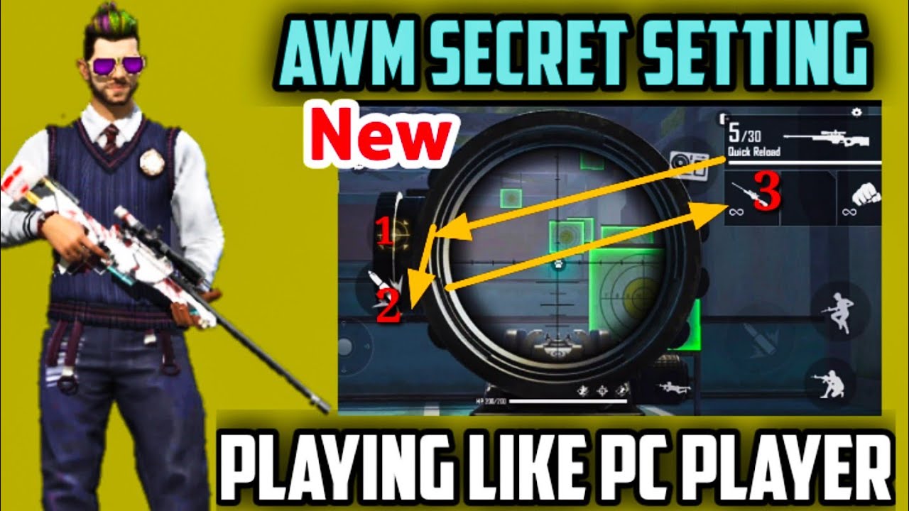 w-scope  New Update  AWM Secret Setting In Free Fire | How To Use Sniper Like PC Player | Fastest Tips and Trick