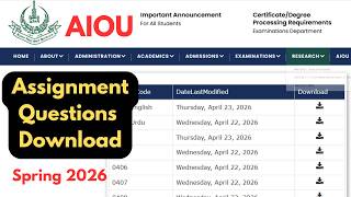 AIOU Spring 2026 Assignment Questions Download | AIOU Spring 2026 Assignments | AIOU News Today