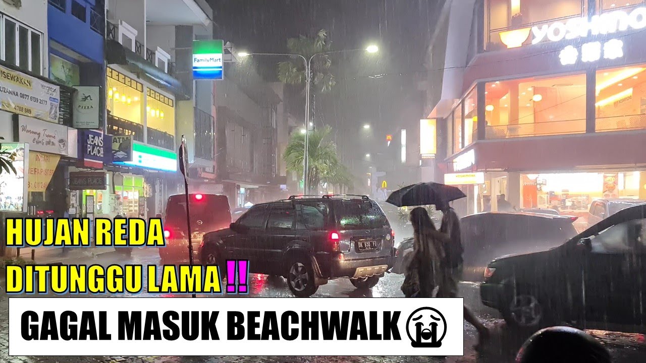 OTW Beachwalk Kuta Bali | Suasana Hujan Deras, Angin Kencang dan Macet