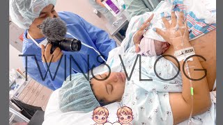 L\u0026D Twin Birth Vlog 🐣🐣🍼🍼 Our first Boy🧒🏻💙 and our 3rd Girl 👧🏻🩷