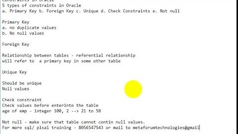 Constraints in Oracle