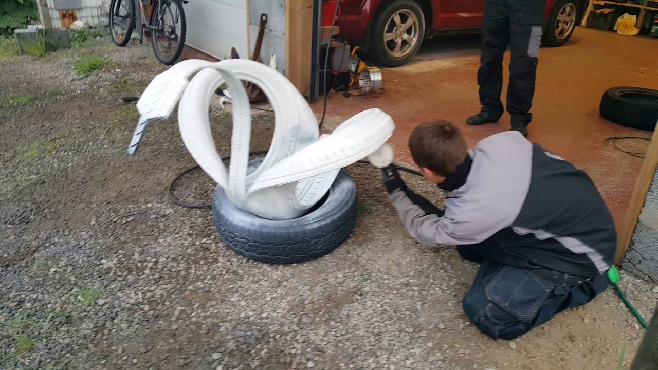 Как сделать лебедя из покрышки своими руками пошагово фото схемы и видео