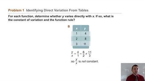 Algebra 2 2-2 Direct Variation: Problem 1 - Identifying Direct Variation From Tables